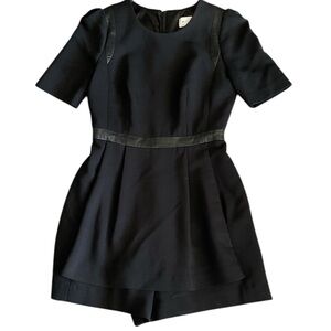 Milly Black romper with leather trim